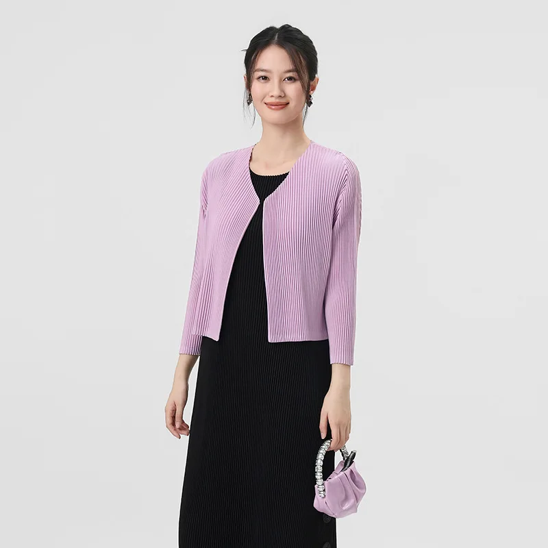 Miyake Pleated Coat for Women Spring and Autumn New Fashion Versatile Thin Textured High-End Cardigan Top