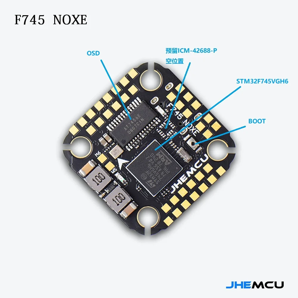 JHEMCU F745 Mini Flight Controller Stack ICM-42688-P F745 Flight Controller AM32 60A 4in1 ESC 3-6S für RC FPV Drohnen