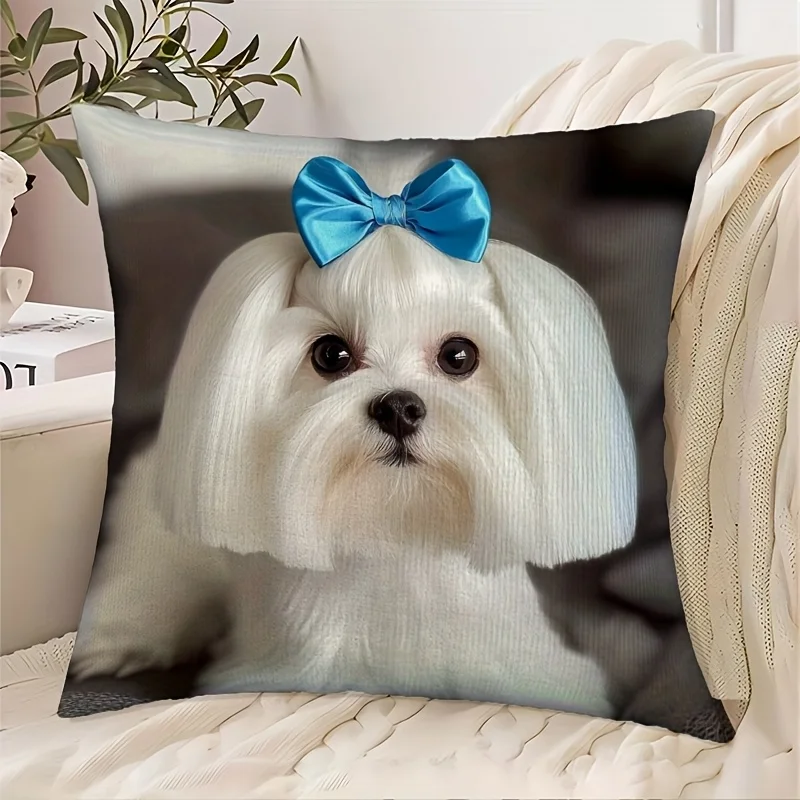 Cute Puppy Dog Lover Throw Pillowcase Print Decorative Square Cushion Cover for Pet Dog Owners 40x40cm Home Decor