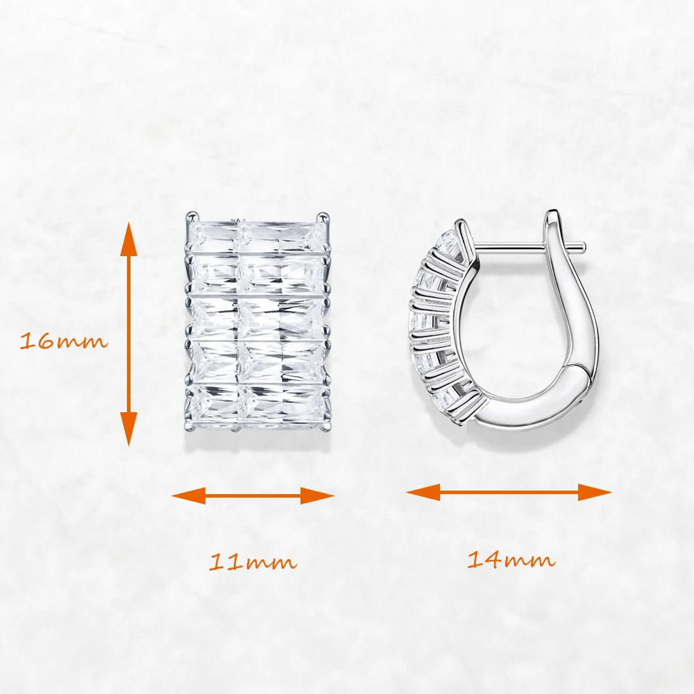 Klappbare Creolen mit Weißem Zirkon-Besatz, Europäischer Feiner Schmuck für Damen, Glamouröses Trendiges Geschenk aus Massivem 925 Sterling Silber – Detail 3