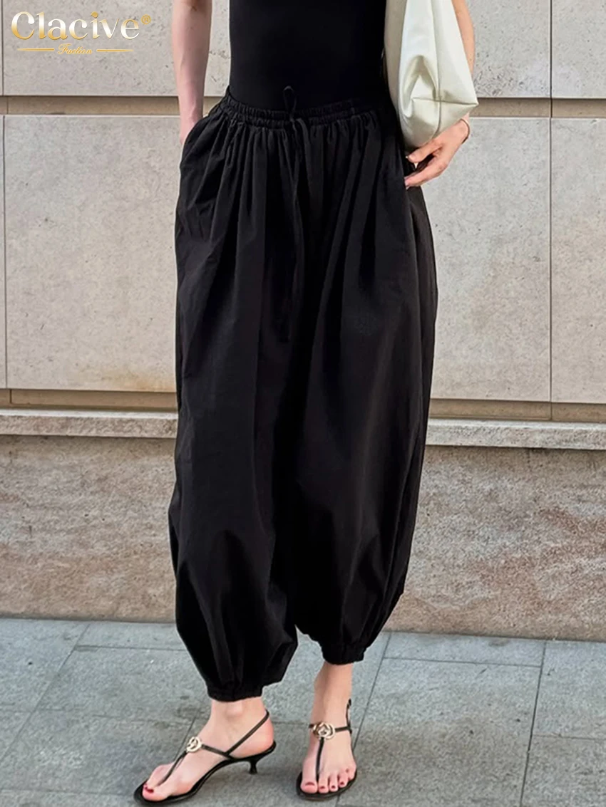 

Clacive Fashion Loose Black Women's Pants 2025 Casual High Waist Pencil Trousers Elegant Ankle Length Pants Female Clothing