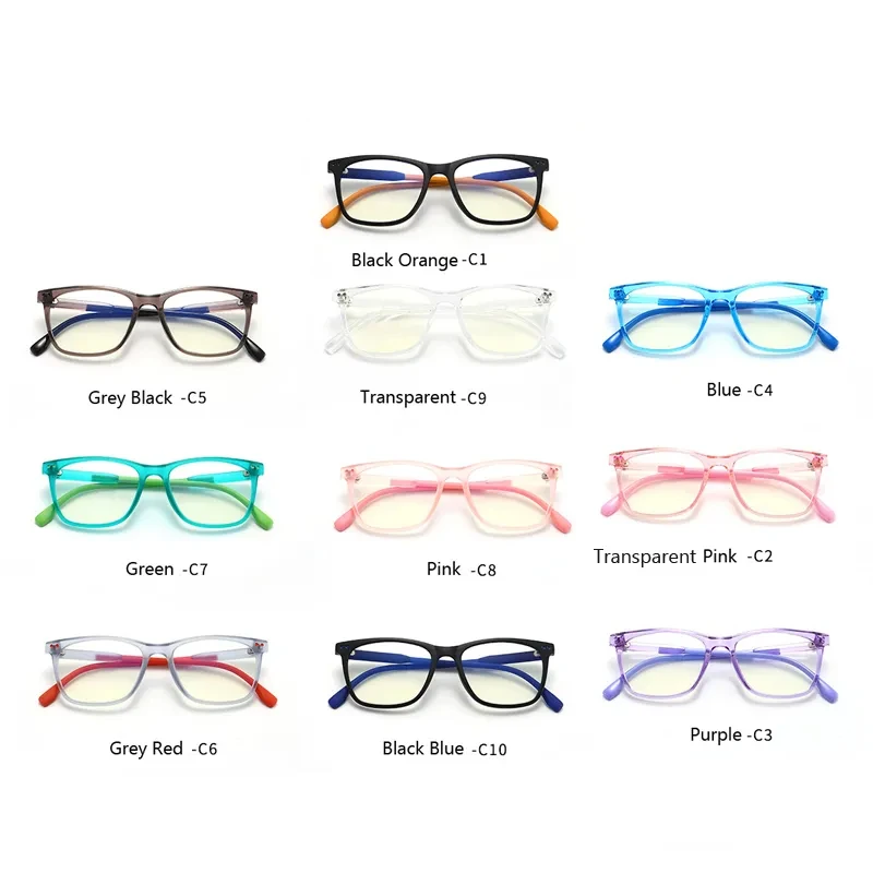 Anti Blue Light Blocking Optical Glasses, Square Frame, TR90, Miopia Prescription Eyeglasses, Kids Eyewear, Boy, Girl, Kids Frames, Children