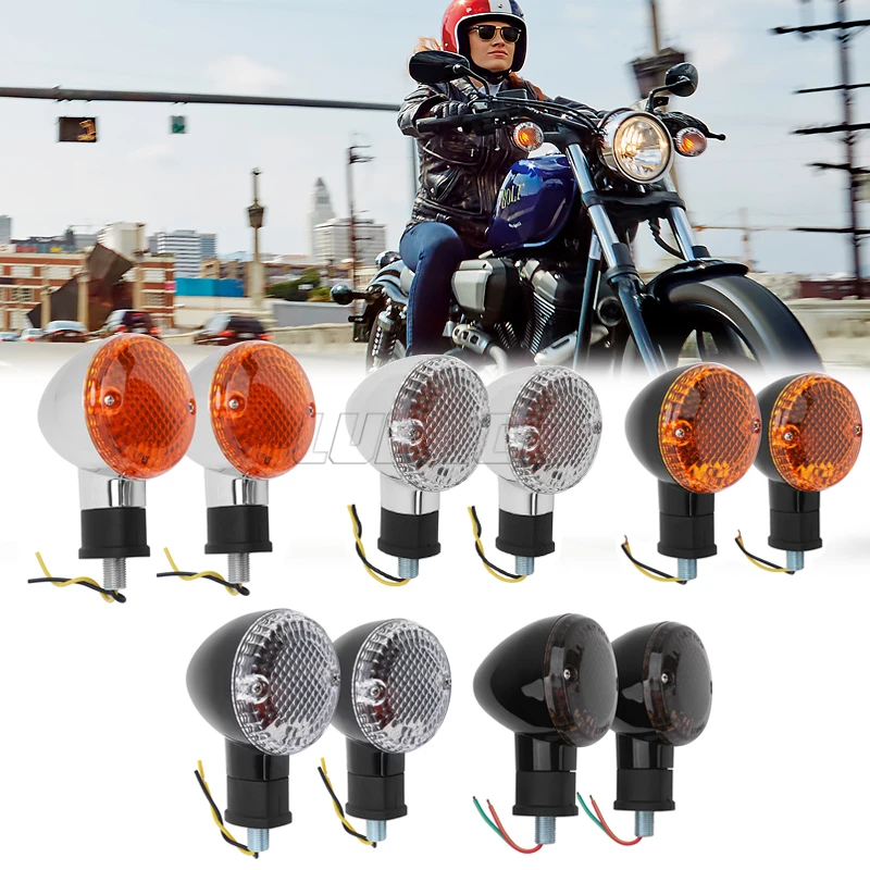 2Pcs Motorcycle Front Rear Turn Signal Light Flasher Retro Indicator Lamp Blinker For Yamaha Bolt XV950 XV 950 R/C Spec 14-18