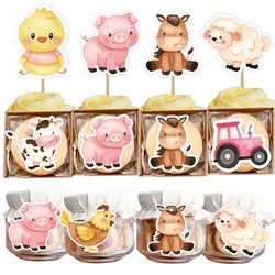 Farm Animal Paper Hanging Tags Carton Stickers for Kids Farm Themed Happy Birthday Party Decoration DIY Gifts Wrapping Supplies
