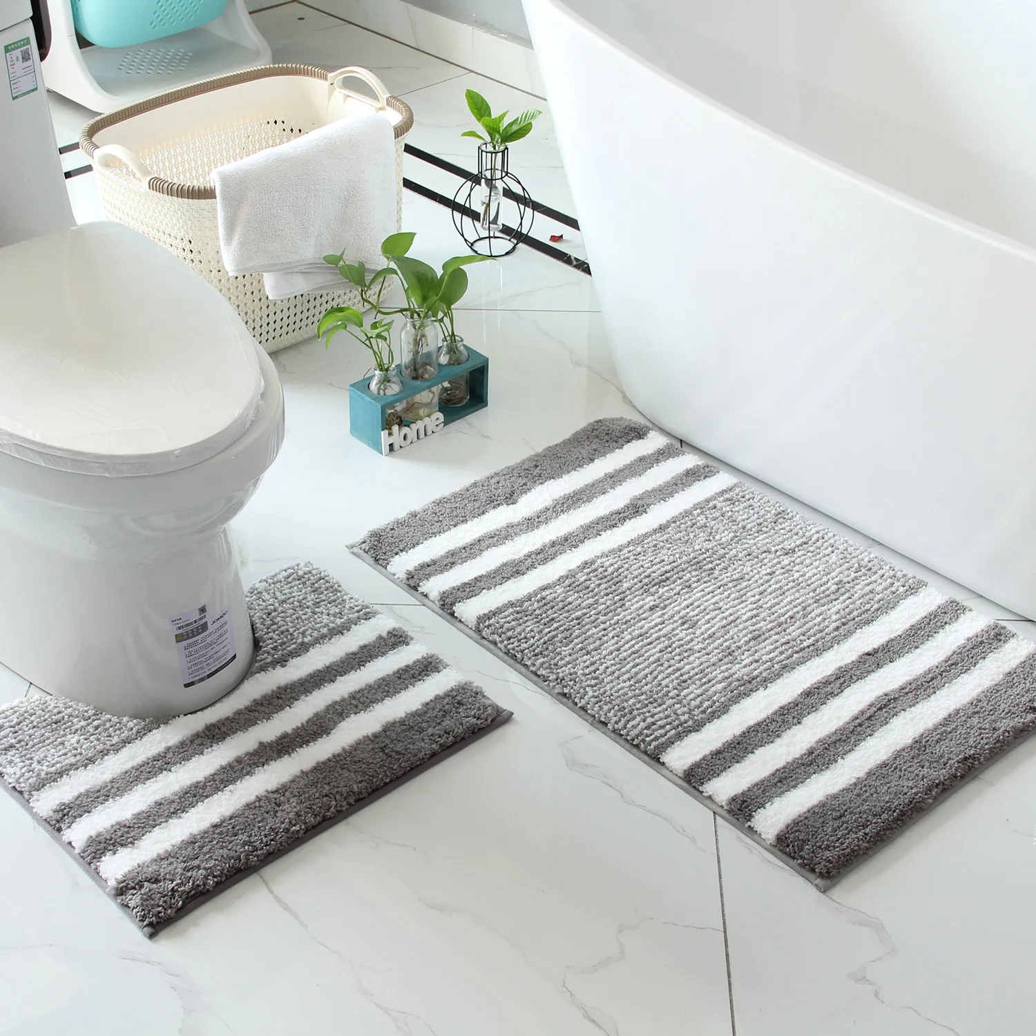 

Bathroom absorbent floor mat, non-slip flocked plush foot mat, quick-drying toilet, drop resistance toilet door mat, foot mat