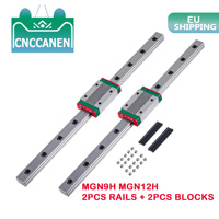 MGN12 MGN9 Miniature Linear Rail Slide Set MGN12 MGN9 2PCS Linear Guide Rail +2PCS MGN9H MGN12H Linear Carriage for CNC Parts