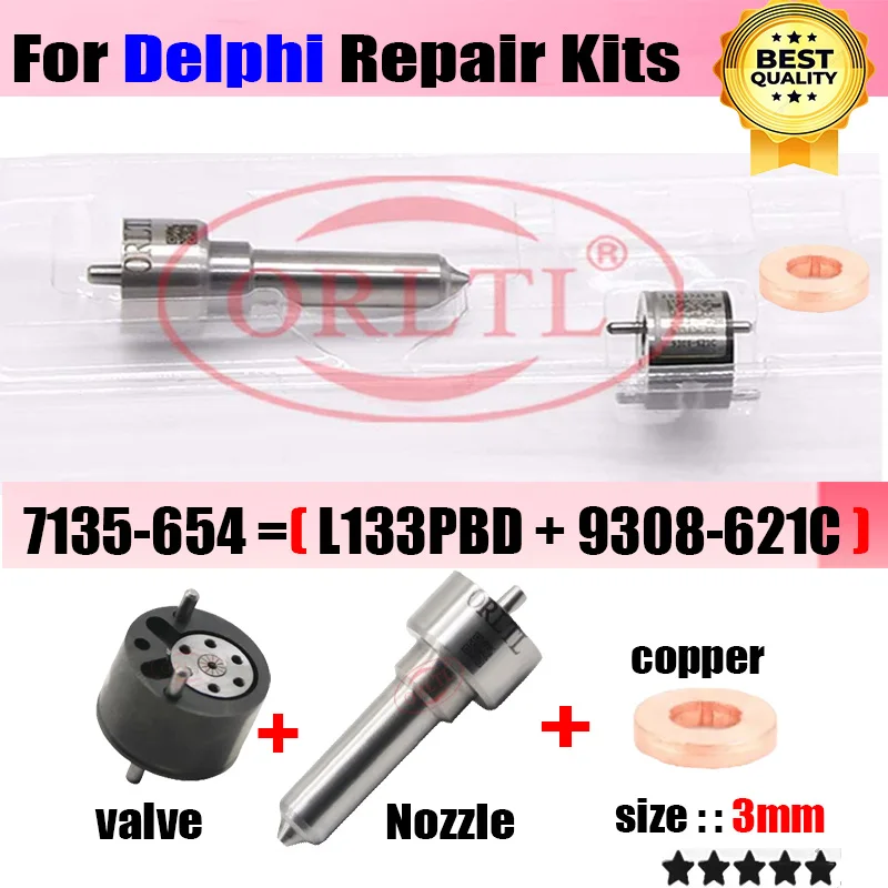 EJBR00501Z INJECTOR NOZZLE L133PBD VALVE 9308-621C REPAIR KITS (7135-654) FOR EURO 3 JAGUAR X Type/X Type Sport 2.0L D (130bhp)