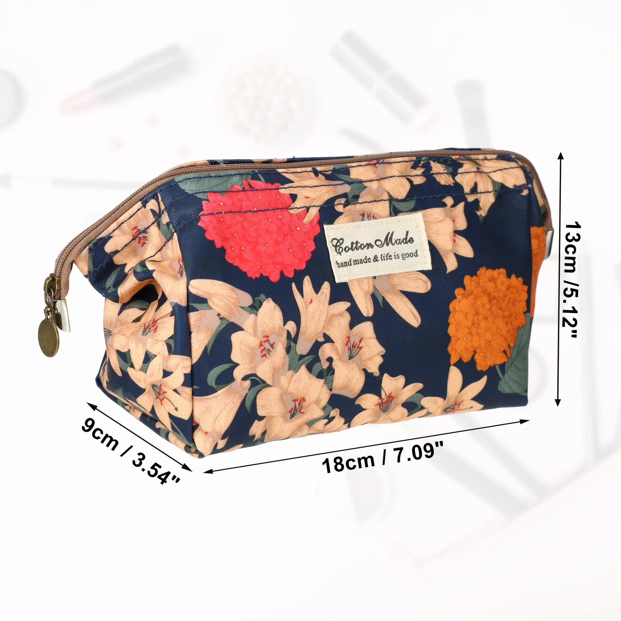 VOCOSTE 1 Pc Women Printed Travel Makeup Bag for Business Travel Vacation Dark Blue