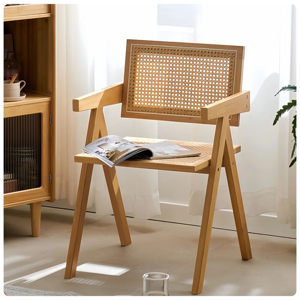 Rattan Woven Bamboo Armchair Dining Chair Nordic Modern For Hotel Sofa Chair Living Room
