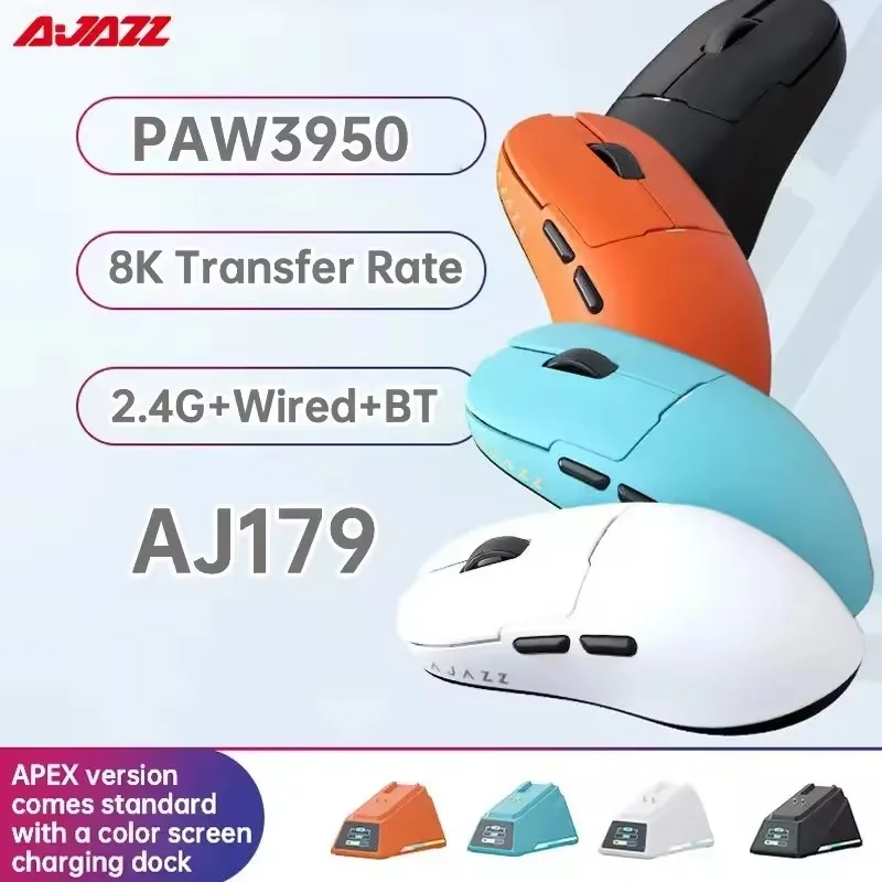 

Беспроводная геймерская мышь AJAZZ AJ179 APEX PRO с магнитной зарядной базой RGB, легкая игровая мышь AJ159P Pro для ПК геймера