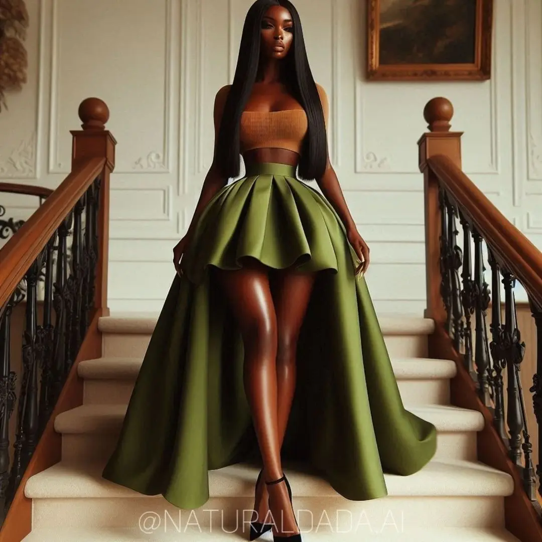 Custom Made Green Silk Satin Short Skirt 6 Options High Low Evening Party Skirts Long Pleated Taffeta African Formal Maxi Skirt