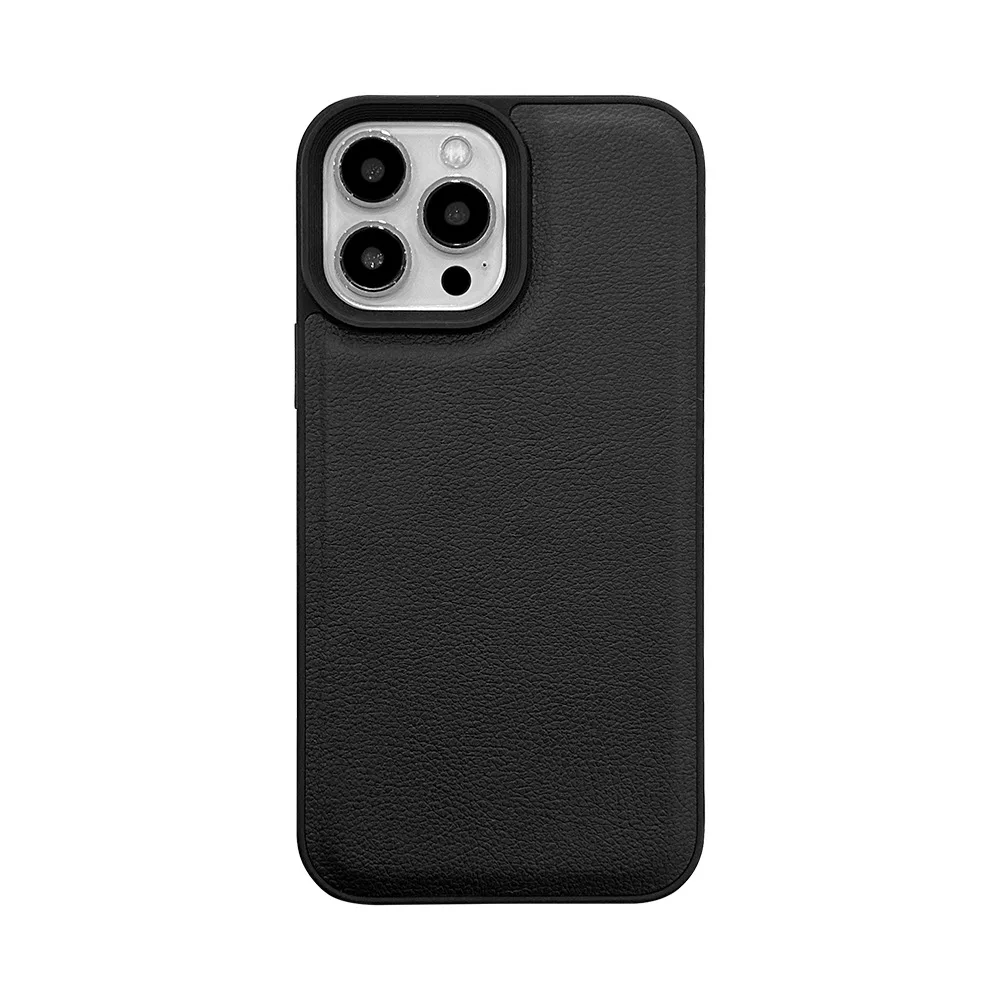 Premium Black Leather Grain Phone Case For iPhone15 14 13 12 11 Pro Max  TPU Fall Prevention Case Cover New Products