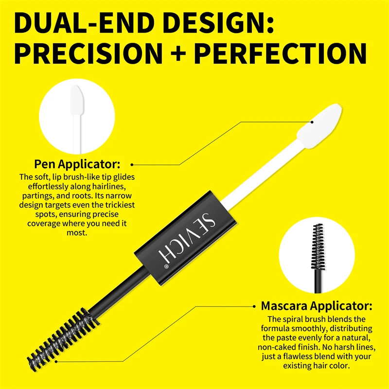 One-Time Hair dye Pen  Instant Gray Root Coverage Hair Color white to dark brown black 2 brushes soft head easy apply temporary