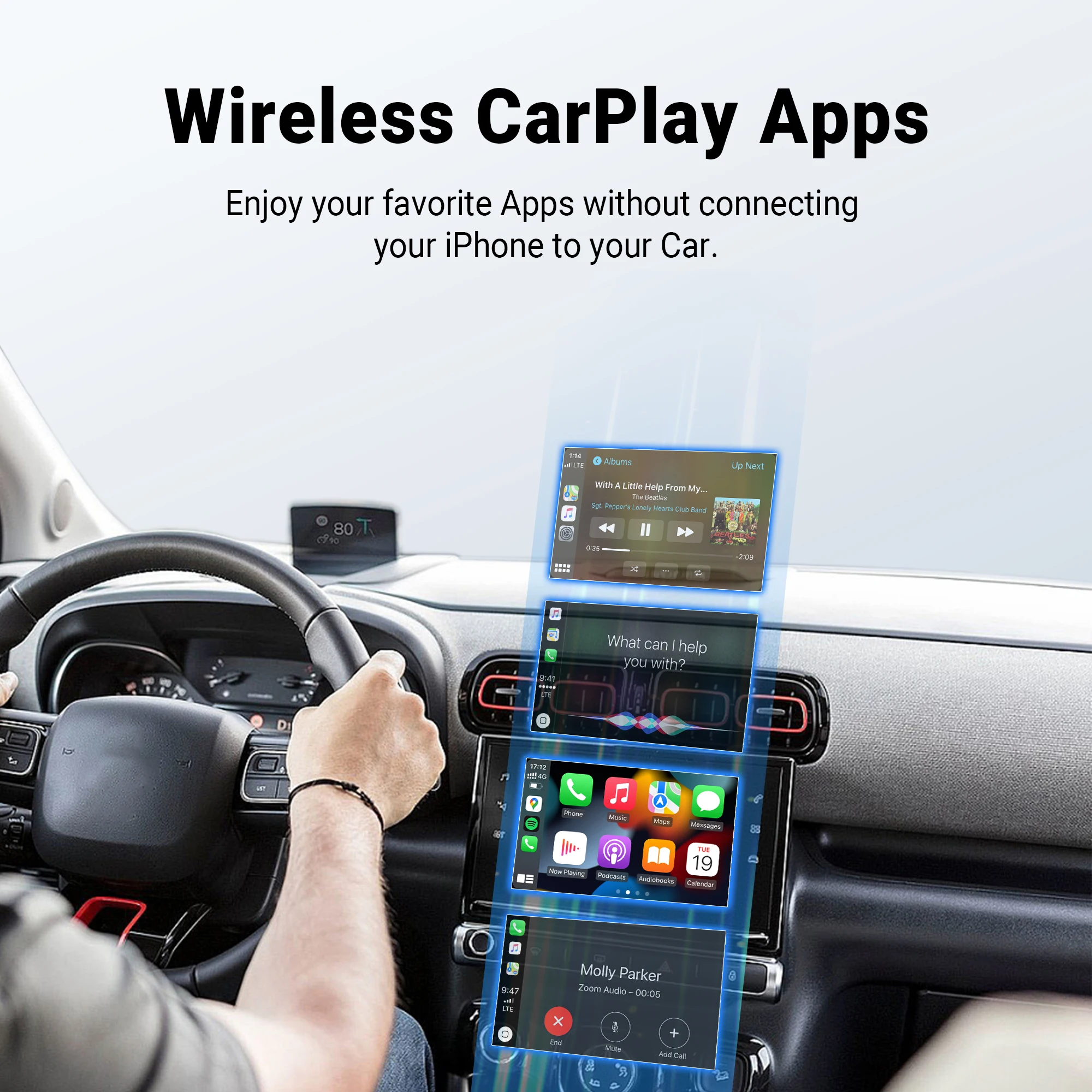 OTTOMOTION 2024 Mini bezprzewodowy adapter CarPlay przenośny kieszonkowy USB Bluetooth akcesoria samochodowe dla Skoda VW Mazda Toyota Kia Ford