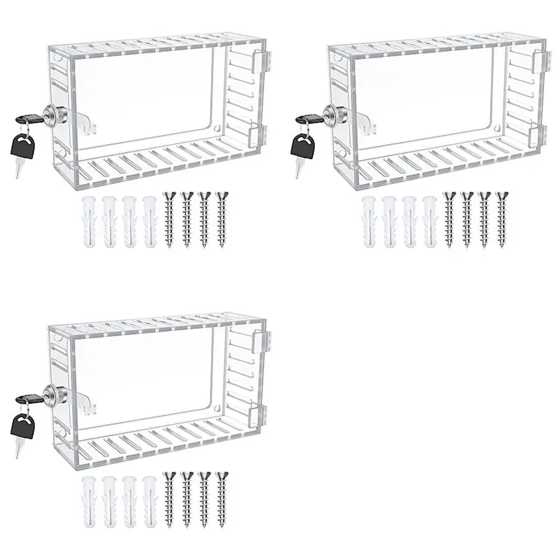 

-FTGT 3X Universal Thermostat Guard With Lock Universal Combination Lock Box Transparent Acrylic Thermostat With Safety Lock