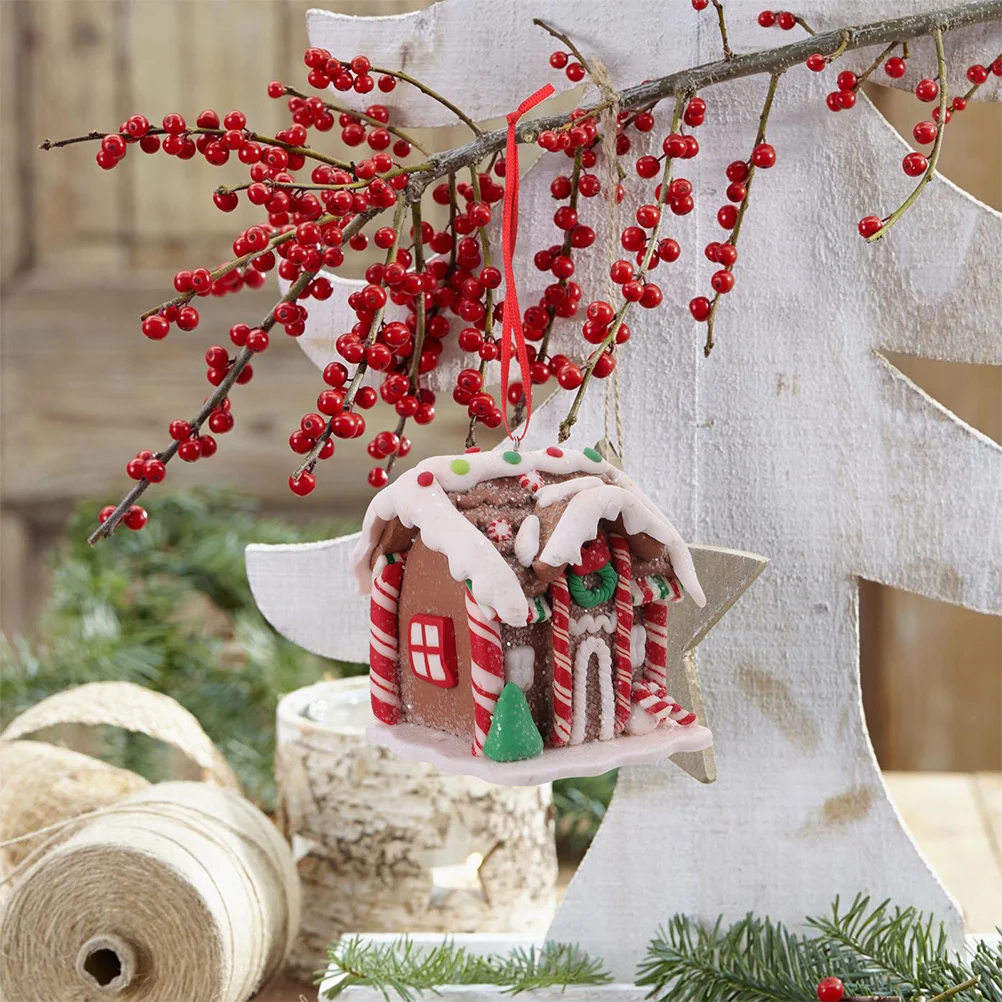 

4Pcs Xmas Christmas Gingerbread House Hanging Ornaments Tree Decorations Holiday Party Supplies Christmas Gingerbread House