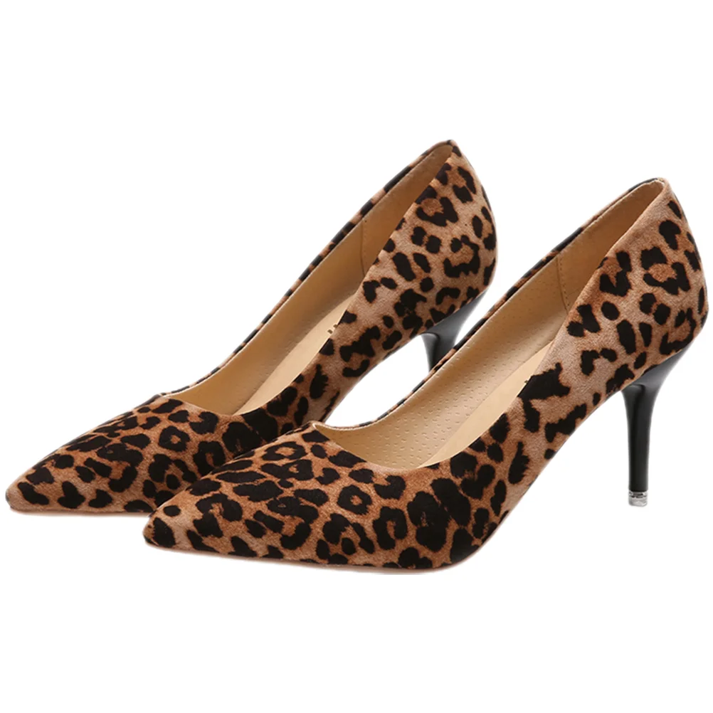 Leopard Print High Heels Track Shoes for Dressy Single Women's