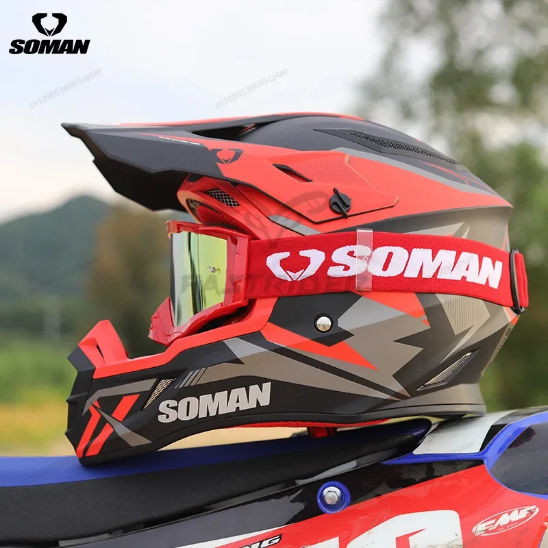 SOMAN Professional Racing Motocross Helmet Off Road Helmet Motorcycle Off-Road Cartoon Childrenr ATV Motorcycle MTB Helmet