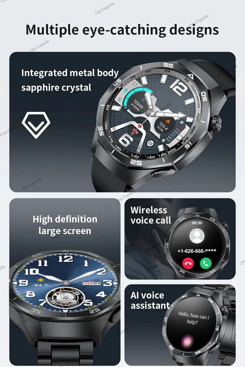 2026 New Smart Watch Men AMOLED HD Screen GPS Motion Trajectory Heart Rate Bluetooth Call SmartWatch Waterproof Android iOS Ht30