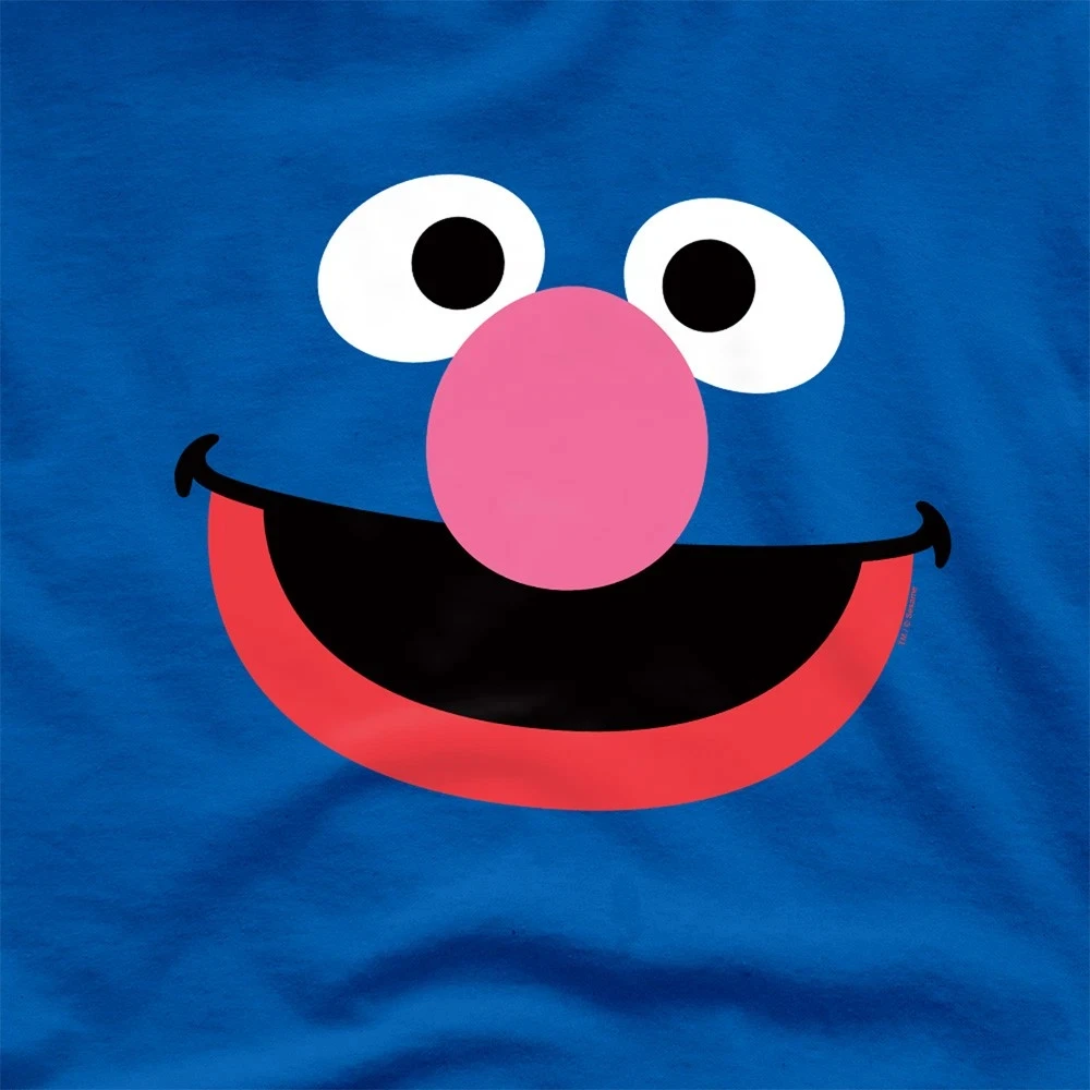 Sesame Street Grover Face Pattern T-shirt Street Fashion T-shirt Men's Daily Wear Outdoor Sports Available Short Sleeve