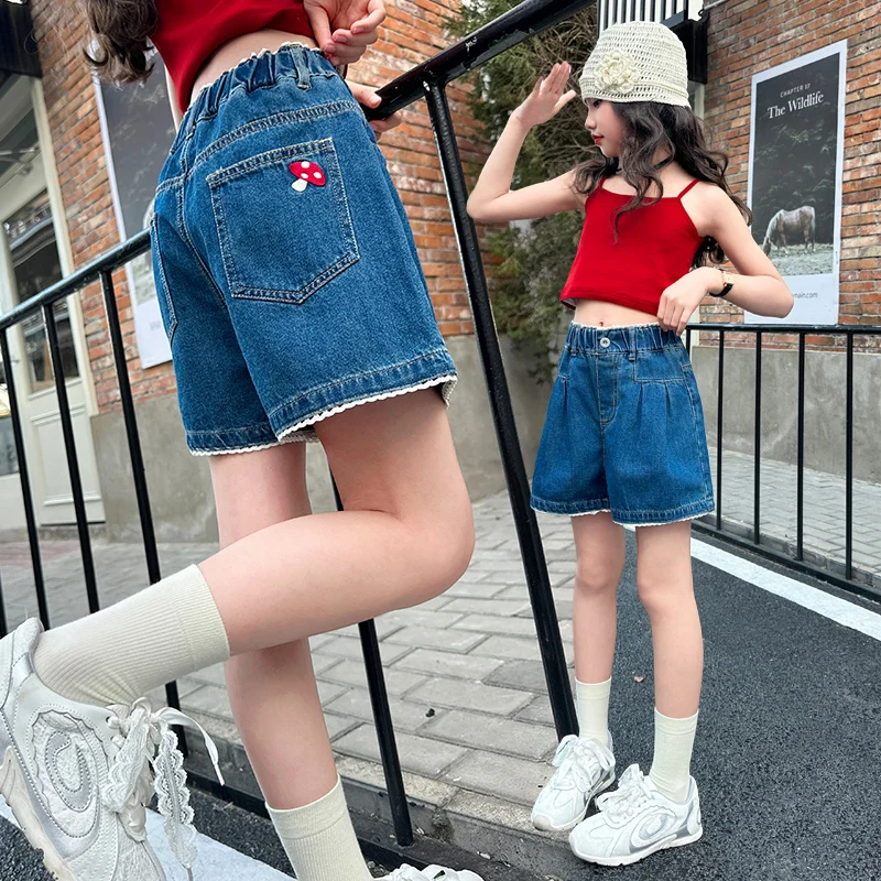 

Fashion Baby Girl Denim Shorts Kids Casual Short Blue Jeans Tween Girls Trousers Kids Short Pants Toddler Softy Denim Ages 4-14Y
