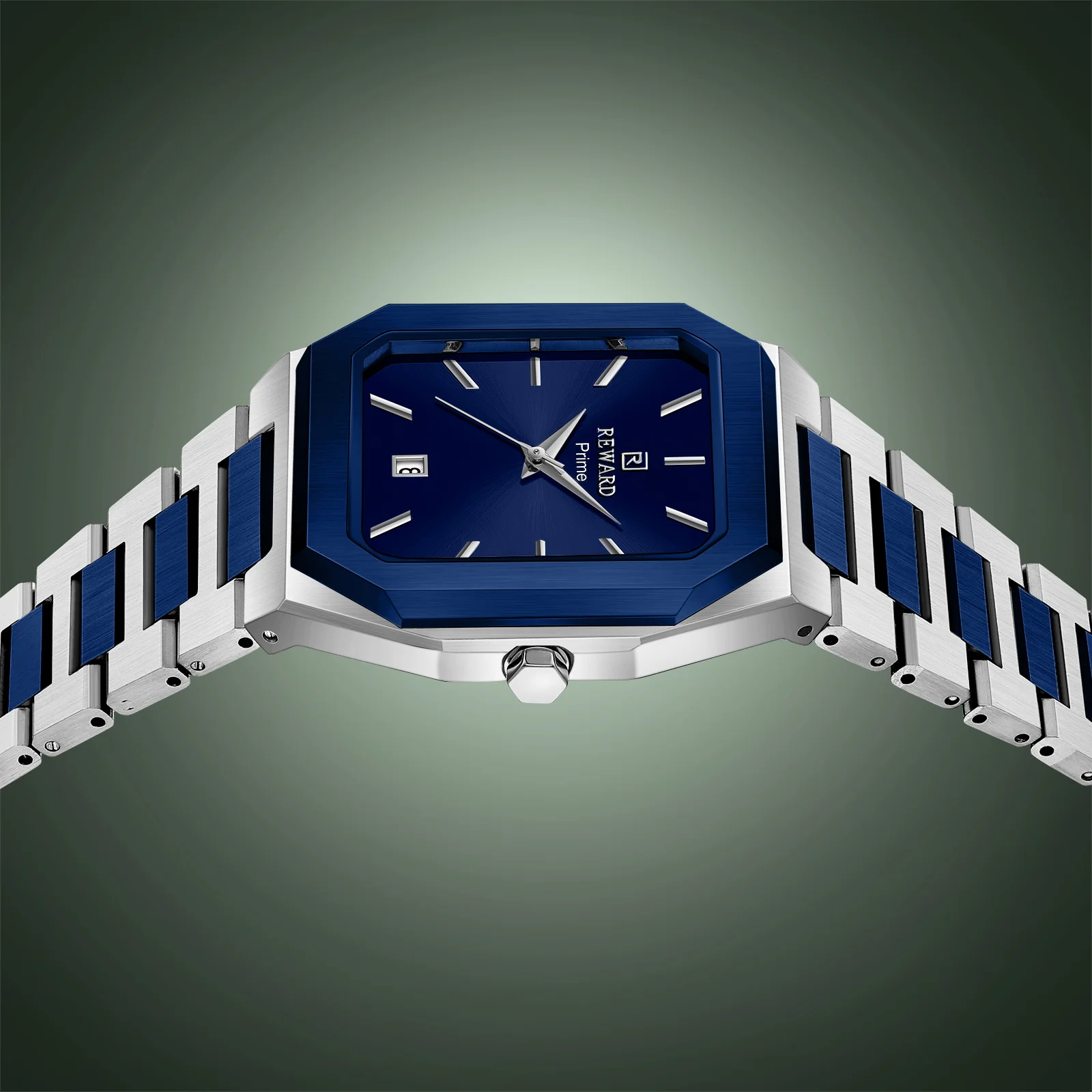 REWARD 61315 Fashionable Men Quartz Watch Minimalist Business Square Case Automatic Date Stainless Steel Strap  Watches for Man