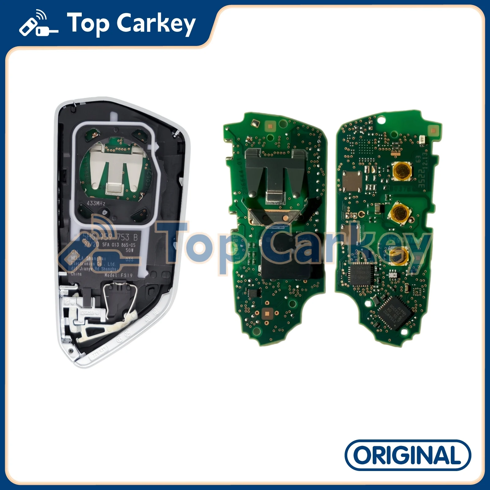 TopCarkey 5HG 959 753 B D Original Smart Key 5D Chip 433MHz für MQBevo Golf 8 Tiguan Passat Talagon MEB ID3 ID4 ID6