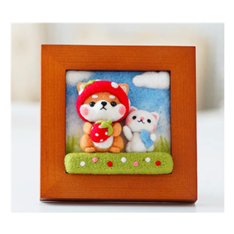 

Шерстяной фетровый штамп, рамка для картины, 4 панды, шерстяной набор, шерстяной войлок, игла, валяние, украшение, рукоделие, рукоделие, идея для подарка «сделай сам»