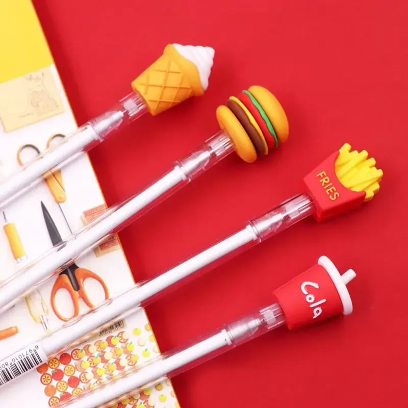 24 Pcs Wholesale Creative Hamburger Fries Gel Pen Student Gift Ice Cream Pen 0.5mm Kawaii School Supplies