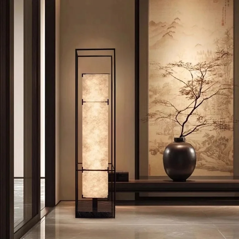 New Chinese Song-style wabi-sabi retro zen living room tea room study project atmosphere floor lamp