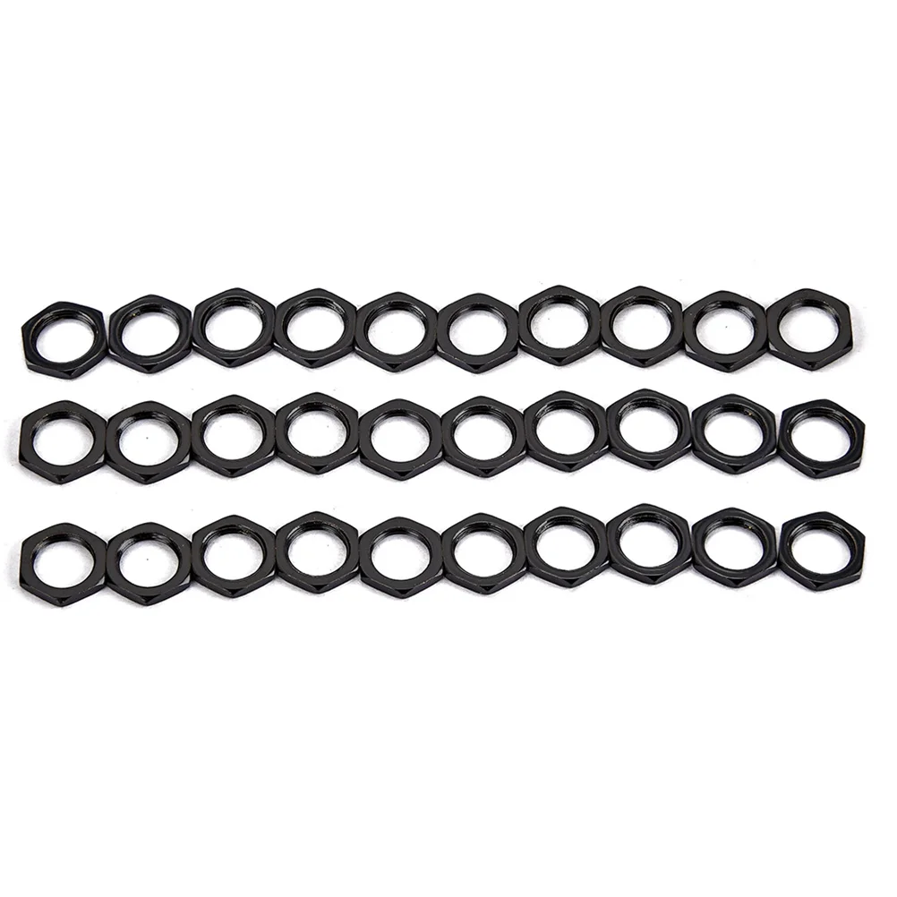 

50 Pcs Zinc Alloy Fine Tooth Nut Light Nut Thin Nut 8mm for Instrument Guitar Bass Socket Jack (Black)