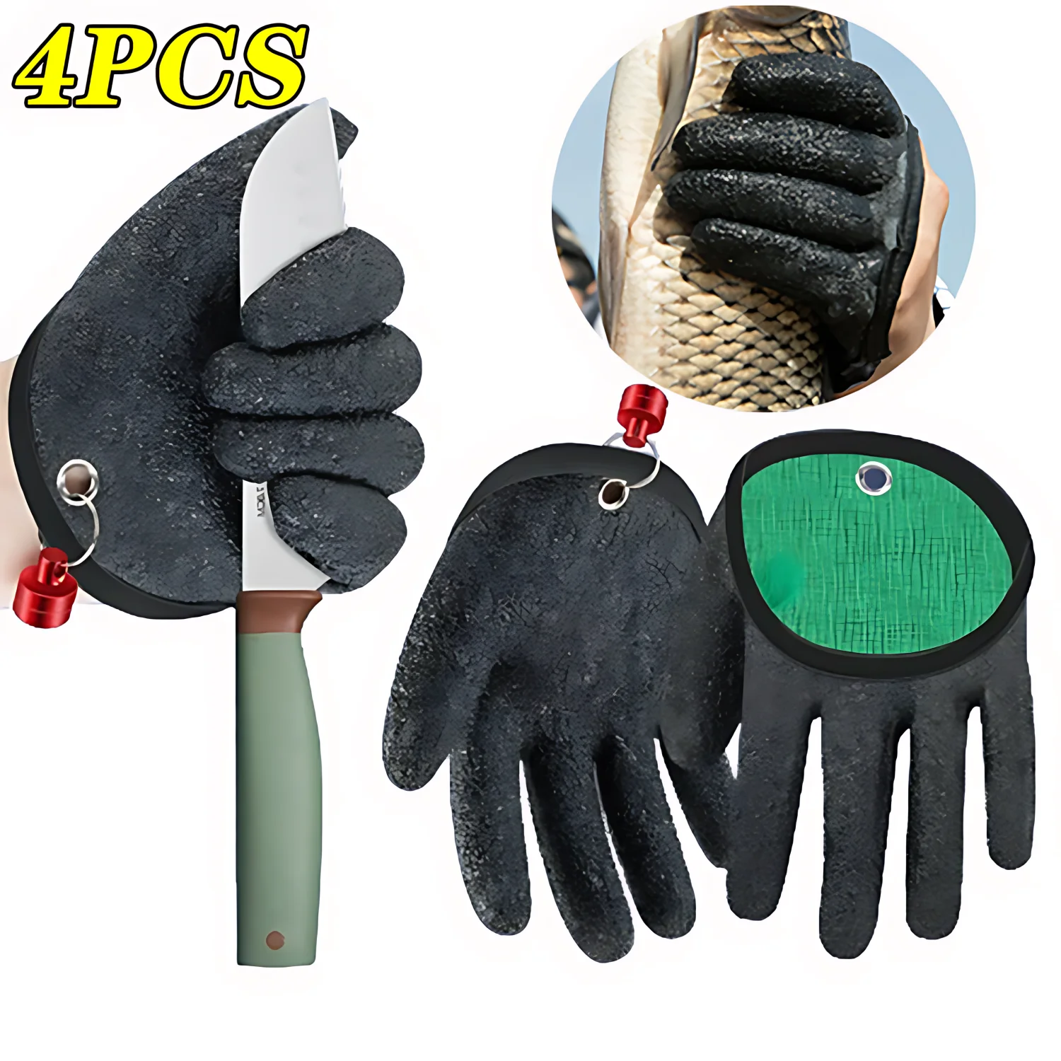 Fishing Gloves Anti-slip Durable Rubber Full Finger Gloves Waterproof Cut Resistant Left and Right Gloves Magnetic Glove Set