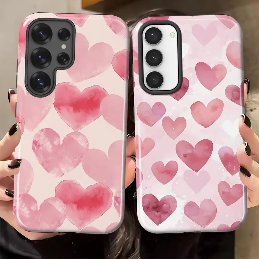 Soft Cover Capa Phone Case for Samsung Galaxy S26 Ultra A16 A36 S24 Ultra S25Ultra S20 FE A56 A26 S23 Pink Cartoon Heart