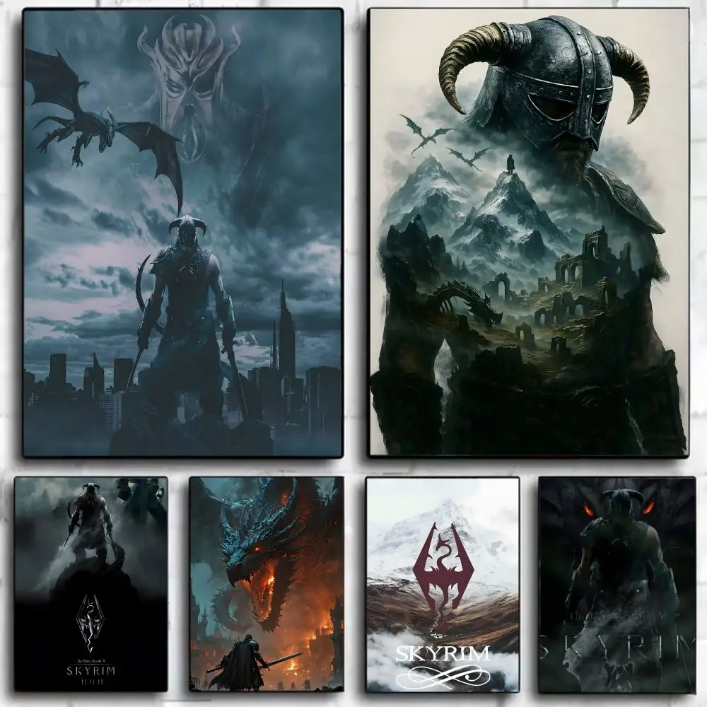 1 قطعة T-The E-Elder Scrolls V Skyrim المشارك قماش جدار الفن طباعة المشارك ديكور جدارية ديكور المنزل هدية غير المؤطرة #2