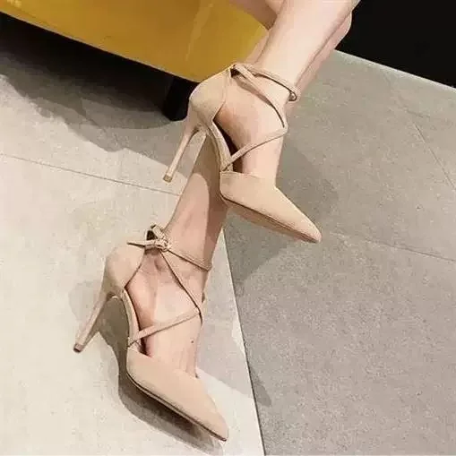 Fine Heeled Shoes All-Match Branded Pumps Pointed Wedge Hollow 2024 Lace-Up Basketball Platform Sexy Sandals Footwear Stiletto S