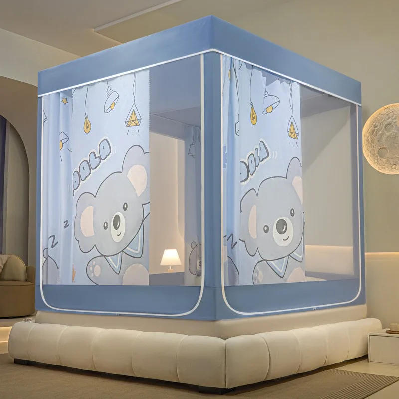 New Home Use Light Blocking Mosquito Net Bedroom Anti-Fall Mongolian Tent No Installation Children Baby Proof Three Door Design