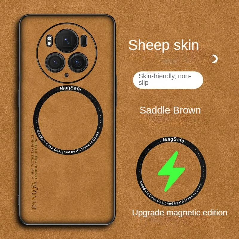 

For Funda Huawei Honor Magic 6 7 Pro Magic 6 5 4 7 RSR Phone Case Magnetic Shockproof sheep skin Leather Magsafe Case