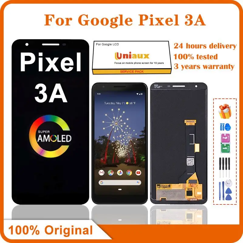 

Original 5.6" AMOLED For Google Pixel 3A LCD Display Touch Digitizer Screen For Google Pixel 3A Back Battery Cover