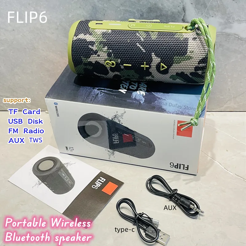 

Flip6 Bluetooth Speaker Portable Waterproof Outdoor Multifunctional Subwoofer Wireless Home Mesh Dual Speak TWS Caixa De Som