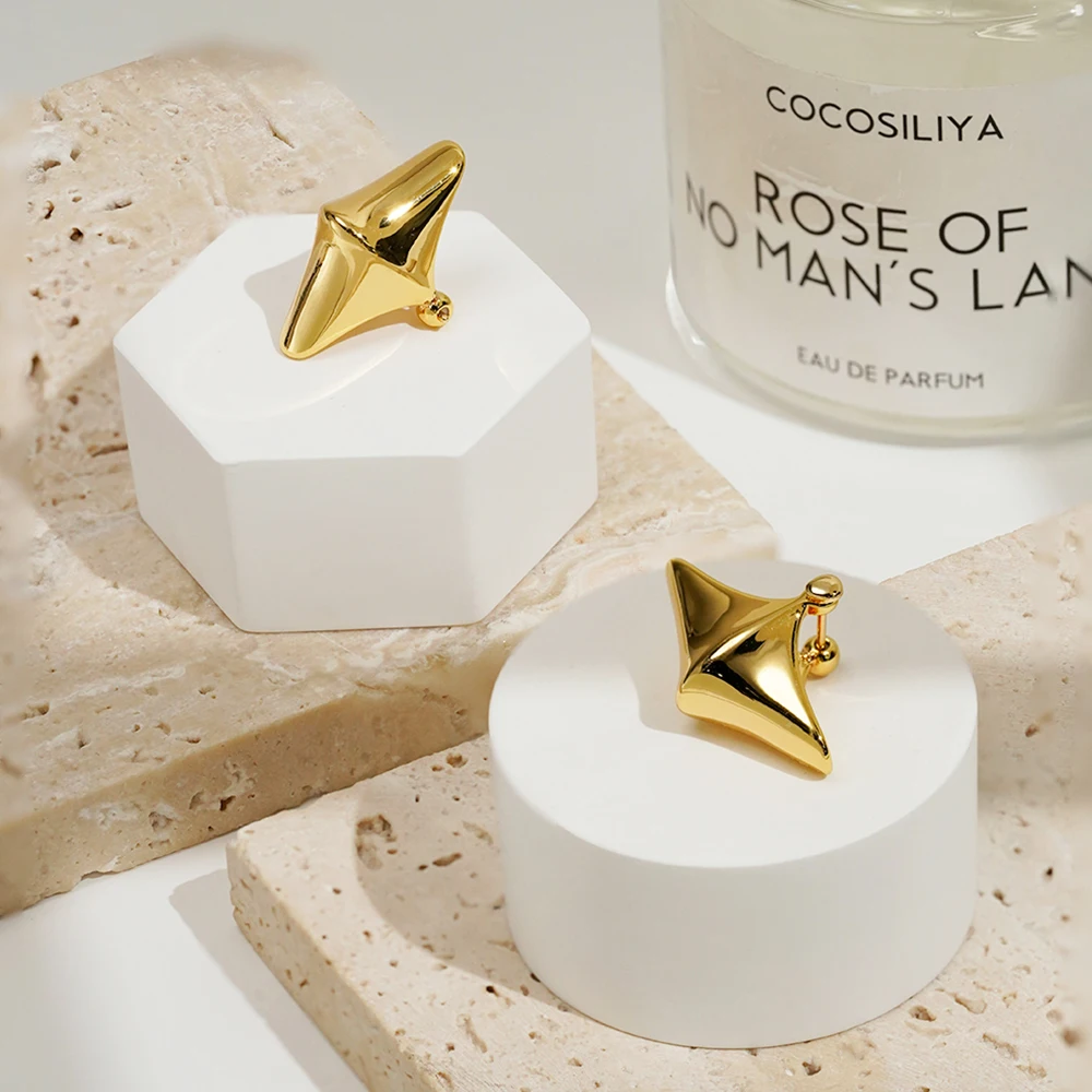 

ENFASHION Aretes Boat Shape Stud Earrings For Women's Brass 18K Plated Gold Delicate Fashion Dating Jewelry Party E251690