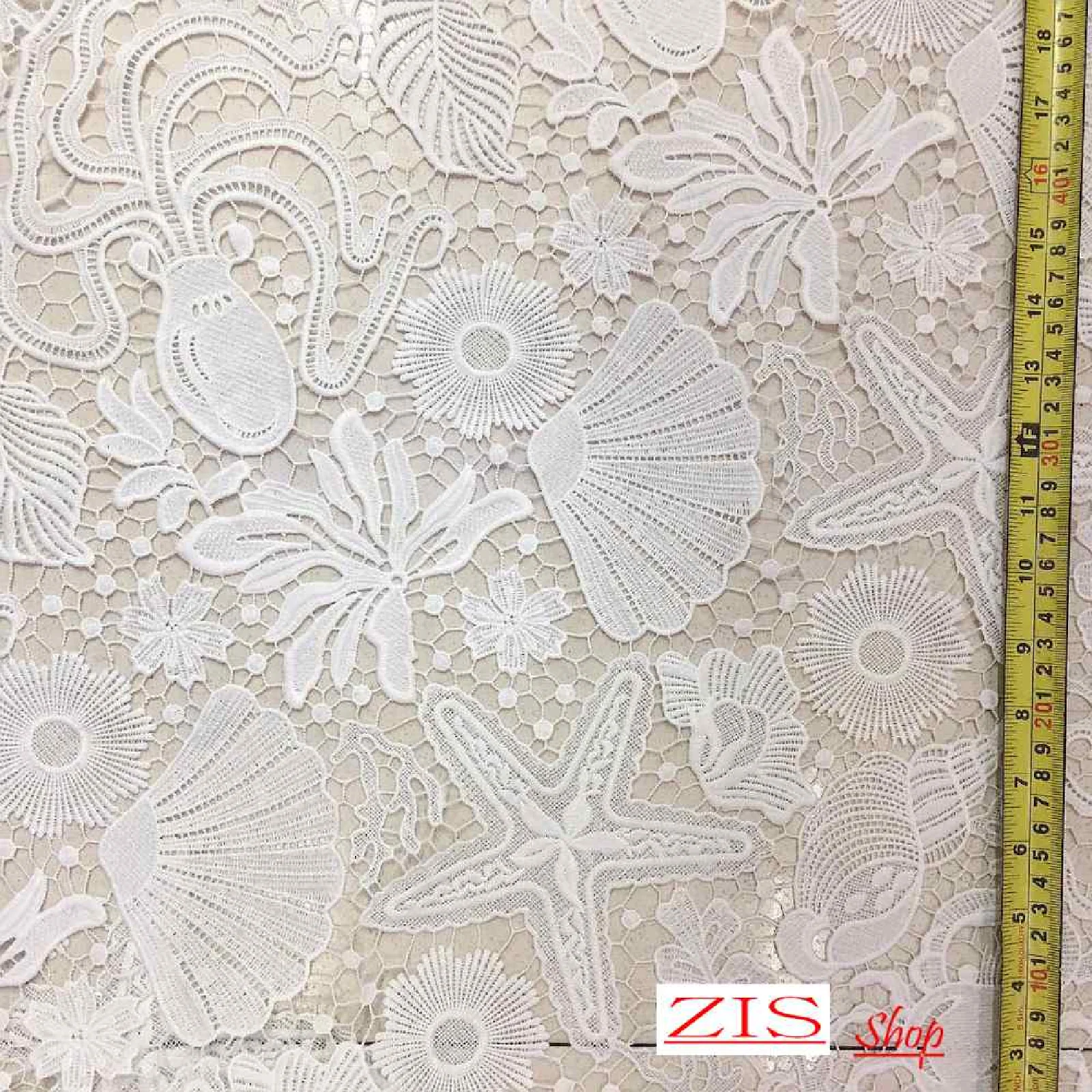 1Y/Lot Water soluble fabric Ocean Romance Ocean World Exquisite workmanship white Milk silk sea star seaweed shell E698