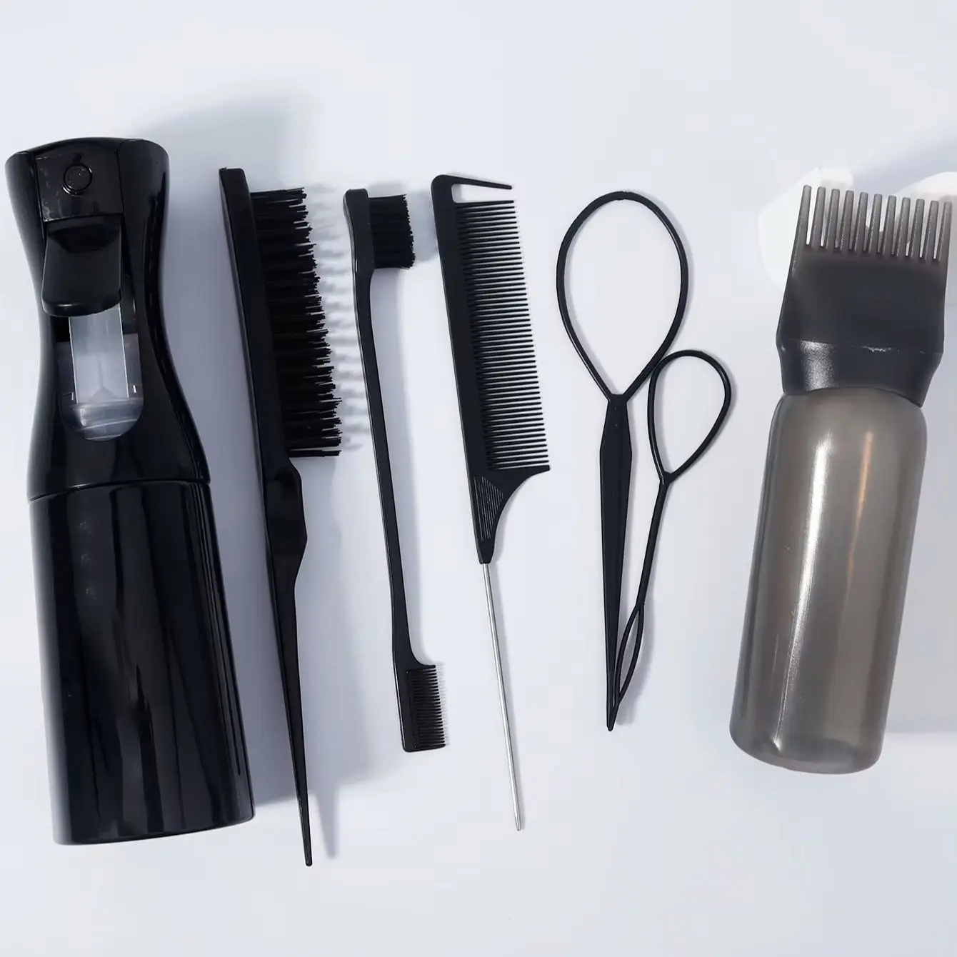 7pcs Hair styling tool set, spray bottle comb hair bottle, pointed tail comb,  hair brush, Special for Real Hair Wigs