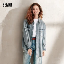 Semir Denim Shirt Women Cotton 2024 Autumn New Oversized Shirt