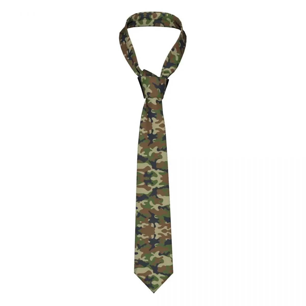 Custom Woodland Camouflage Tie Men Fashion Silk Army Camo Neckties for Office