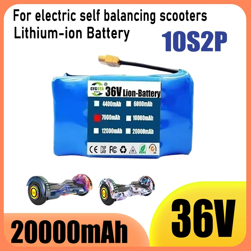 For electric self balancing scooter air cushion unicycle, 10S2P rechargeable lithium-ion battery pack, 36V 4400mAh -20000mAh