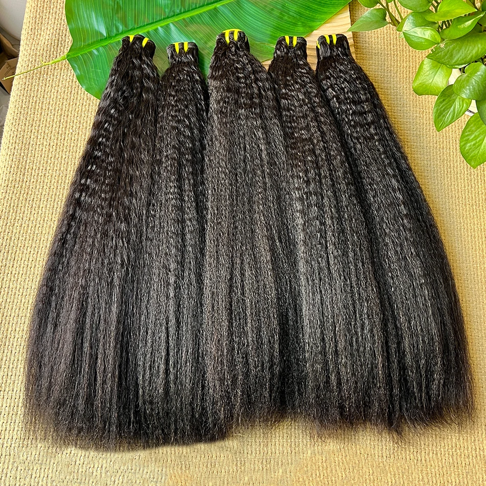 Double Drawn Kinky Straight 100% Human Hair Bundles #1B Natural Color Vietnamese Raw Hair Weave Extensions Wholesale 1 2 3 4 PCS