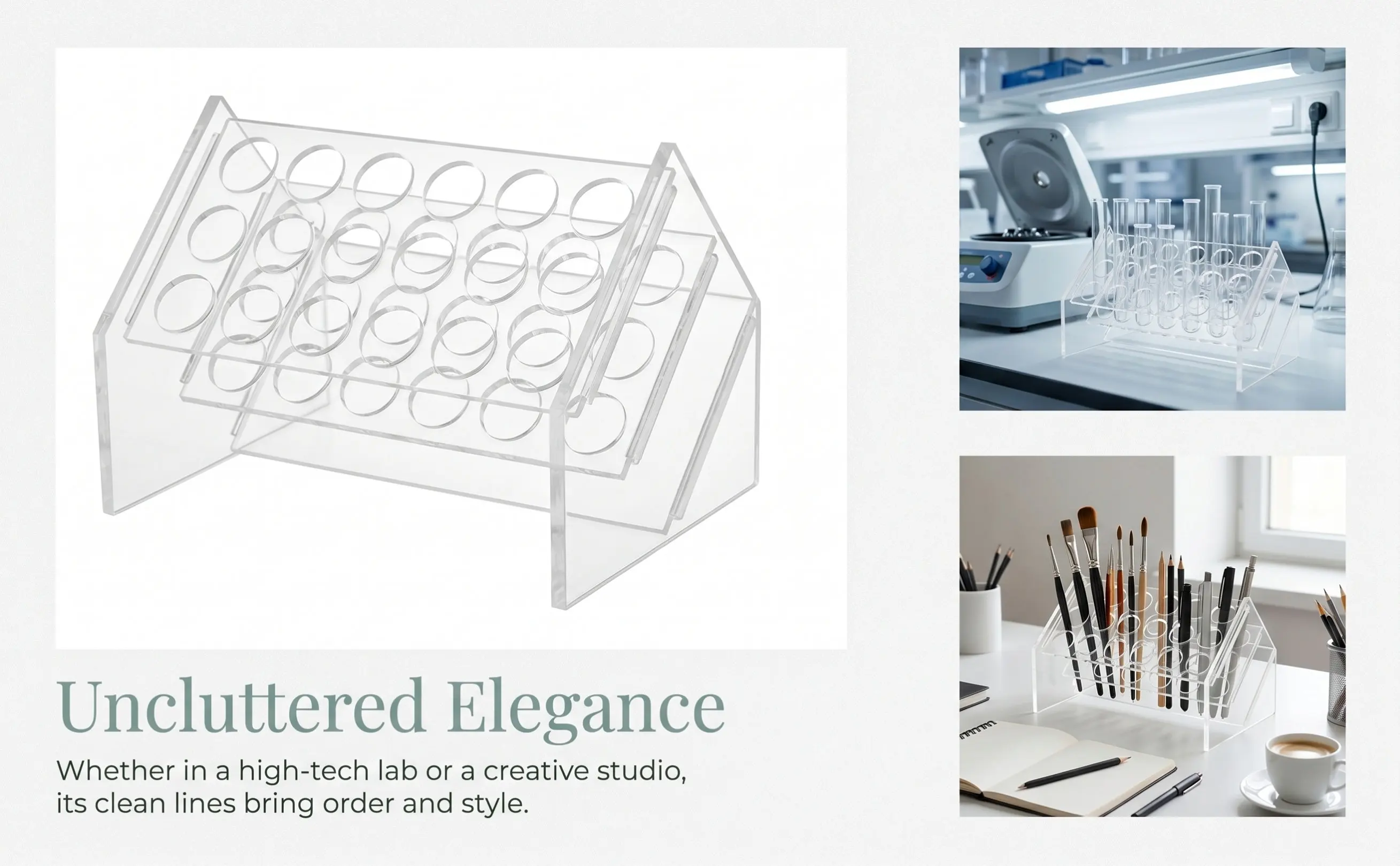 18 Well Slanted Clear Acrylic glass Test Tube Rack Lab Centrifuge Tube Holder Storage Organizer Stand Centrifuge Tubes Stands