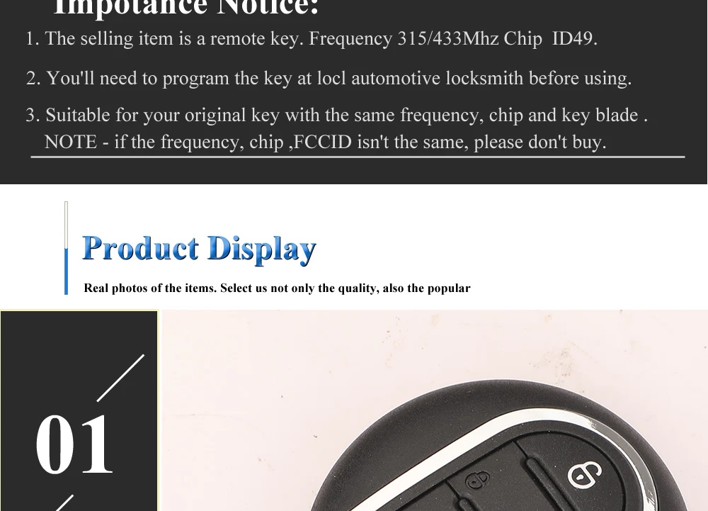 Jingyuqin 3/4BTN Smart Remote Auto Schlüsselanhänger 315 MHz 434 MHz ID49 für BMW Mini Cooper Countryman Clubman F-Serie F55 F56 2015-2018 – Detail 4