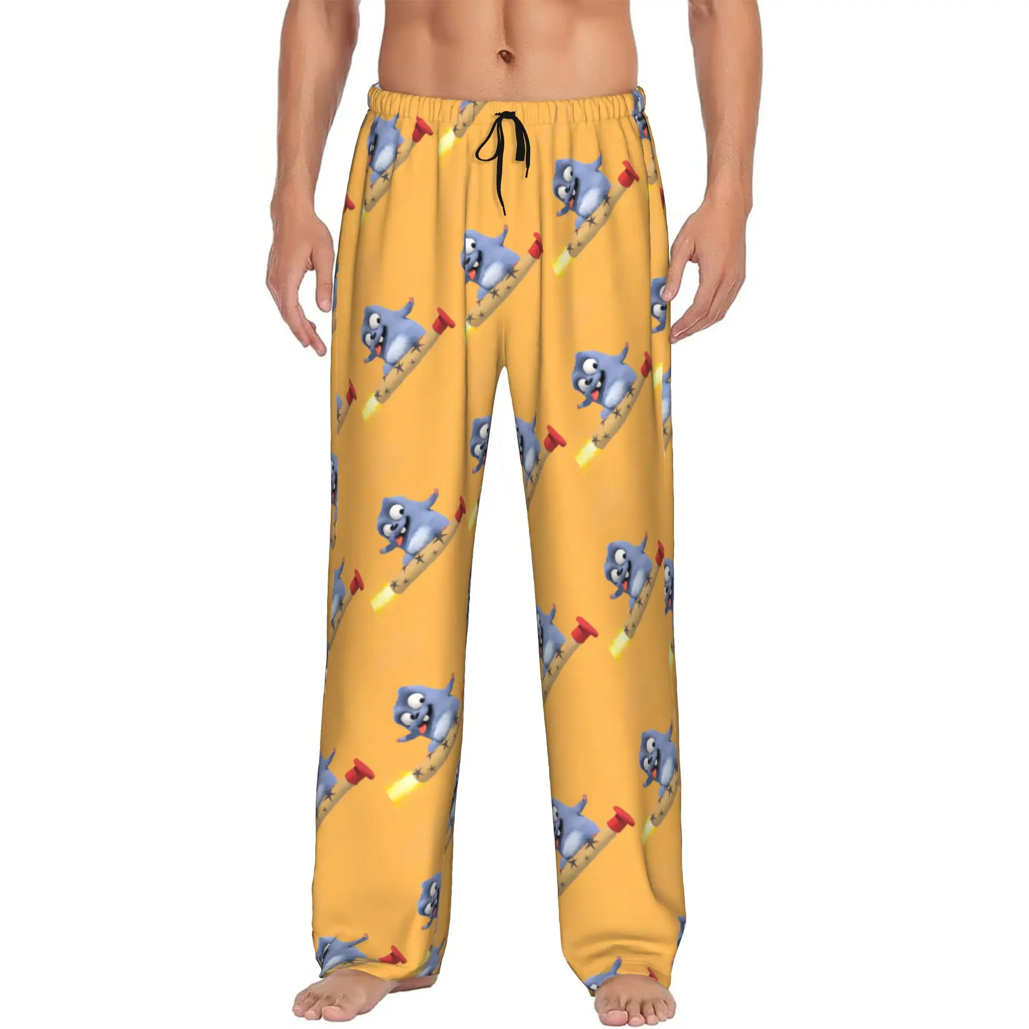 Custom Cute Grizzy and The Lemmings Cartoon Pajama Pants Men  Sleepwear Lounge Sleep Bottoms Stretch with Pockets