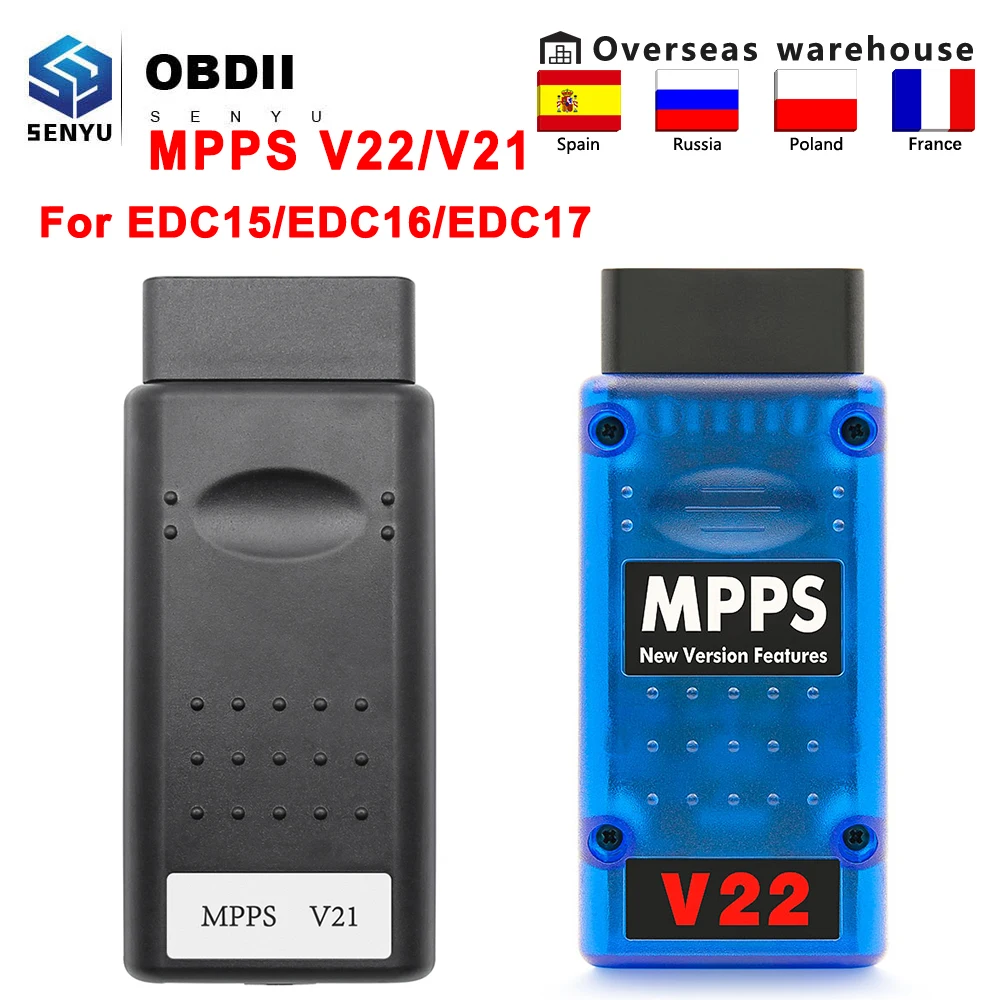 MPPS V21 V22 ECU Chip Tuning Interface Auto OBD 2 OBD2 For EDC15 EDC16 EDC17 Multi-Language CAN ECU Tunning Flasher Remap Cable